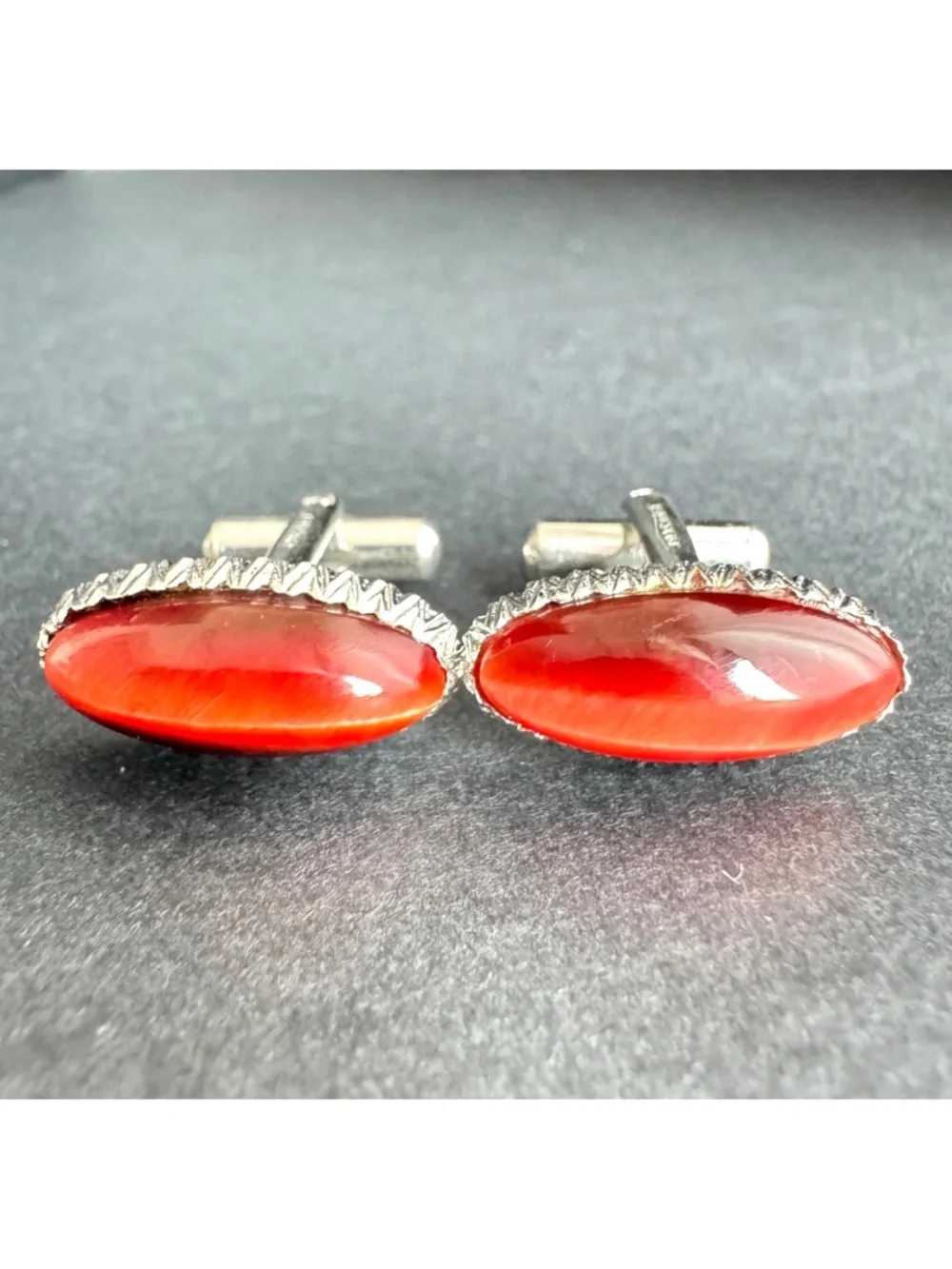Vintage Red Oval Cufflinks Lot 5 Pairs Cabochon Mens Formal Jewelry Groom Gift